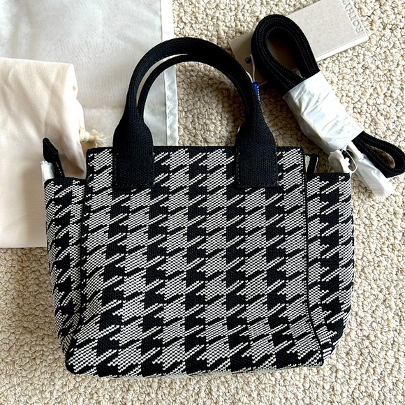 Rothy's Black and White Houndstooth Petite Classic Tote. - Picture 2 of 4